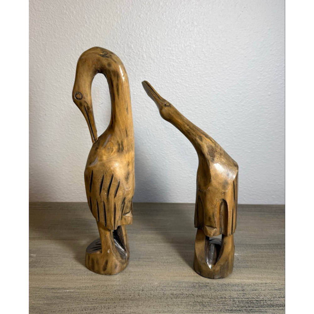 MCM vintage hand-carved wooden bird sculptures - Picture 1 of 8